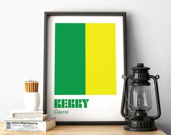 Kerry Print, Kerry Poster, Kerry GAA, Kerry Irland, Gaelic Prints, Hurling Prints, Gälische Wandkunst, Irland Print, Irish Prints.