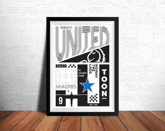 Newcastle United Digitaldruck, Newcastle Poster, Newcastle United Wandkunst, Newcastle United Geschenk, Premier League, Football Print, NUFC,
