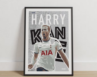 Impresión de Harry Kane, cartel de Harry Kane, impresión de Tottenham, cartel de Tottenham, regalo de Tottenham Hotspurs, Premier League, arte de pared imprimible