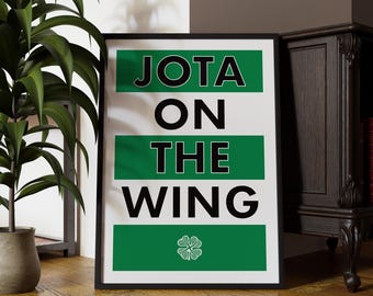 Stampa digitale celtica, stampa celtica, poster celtico, club di calcio celtico, calcio, stampa Jota, stampe di calcio, regalo celtico, Jota sull'ala.
