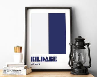 Kildare Druck, Kildare Poster, Kildare GAA, Lilienweiß, gälischer Druck, Hurling Drucke, gälische Kunst, Irland Druck, irische Drucke, irische Geschenke.
