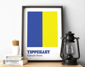 Tipperary Digitaldruck, Tipperary Poster, Tipperary GAA, Tipperary Irland, gälische Wandkunst, Hurling Drucke, gälische Wandkunst.
