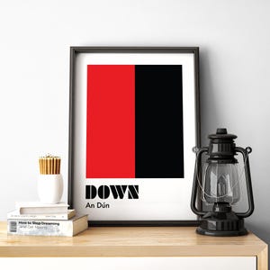 Down Print, Down Poster, Co Down Prints, Gaelic Prints, Hurling Prints, Gaelic Wall Art, Northern Ireland Print, Irish Prints, Irish Gifts.