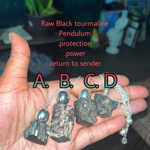Raw Black Tourmaline pendulum