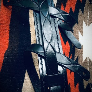 Vintage Style "Rodeo" Leather Guitar Strap - Black