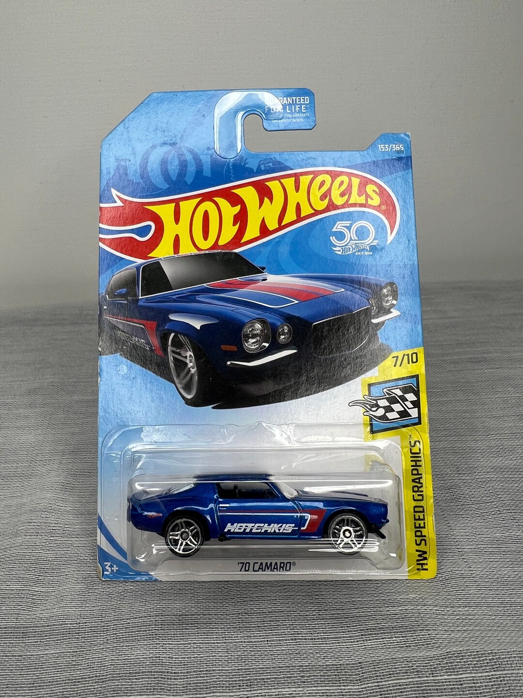 Hot Wheels 2018 50th Anniversary '70 Camaro | HW Speed Graphics, Blue, 1:64 Scale - View #9