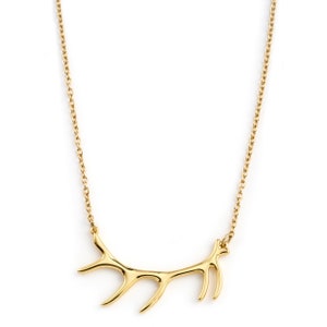 Unique Adjustable Deer Antler 18k Gold Necklace | Stag Jewelry | Womans Deer Hunting Gift | Antler Gifts for Women | Nature Jewelry