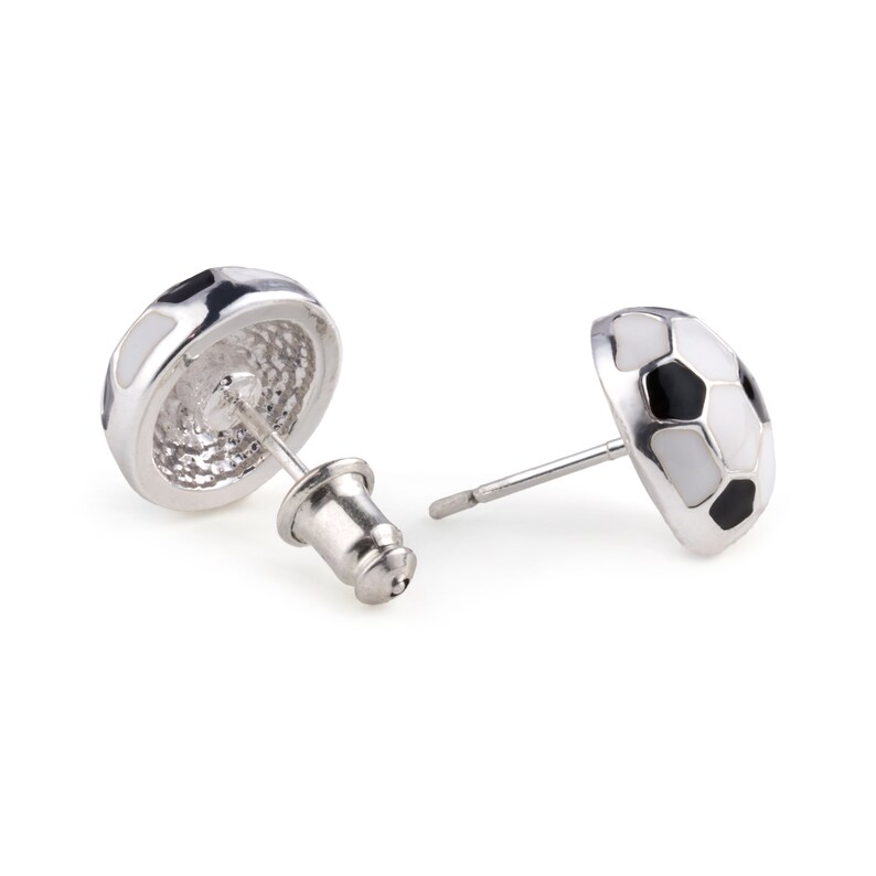 Soccer Earrings, Soccer Ball Stud Enamel , Gold , or Silver