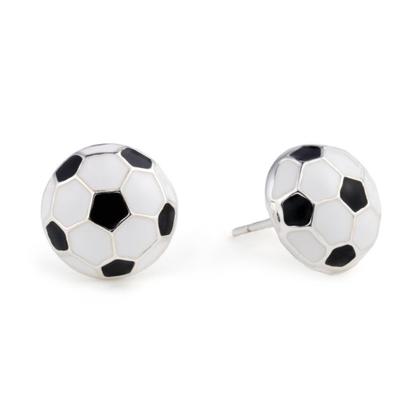 Soccer Earrings, Soccer Ball Stud Enamel , Gold , or Silver , Hypoallergenic | Soccer Player | Soccer Gift | Soccer Mom | Coach
