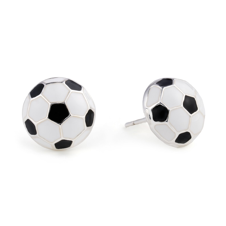 Soccer Earrings, Soccer Ball Stud Enamel , Gold , or Silver