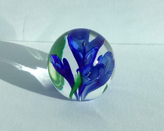 Art Glass Blue Crocus Paperweight