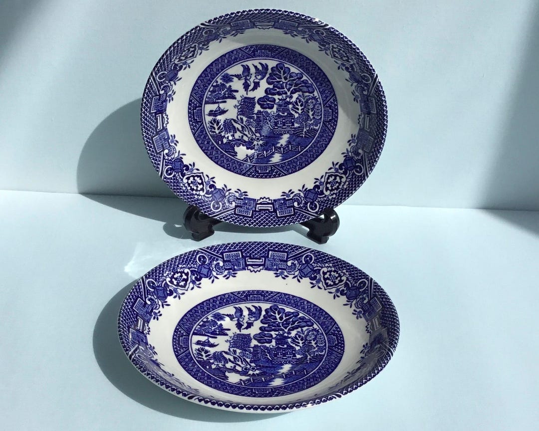 Vintage Wood & Son Blue Willow Saucers - Etsy