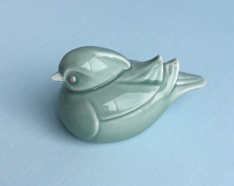 Celadon Mandarin Duck Figurine