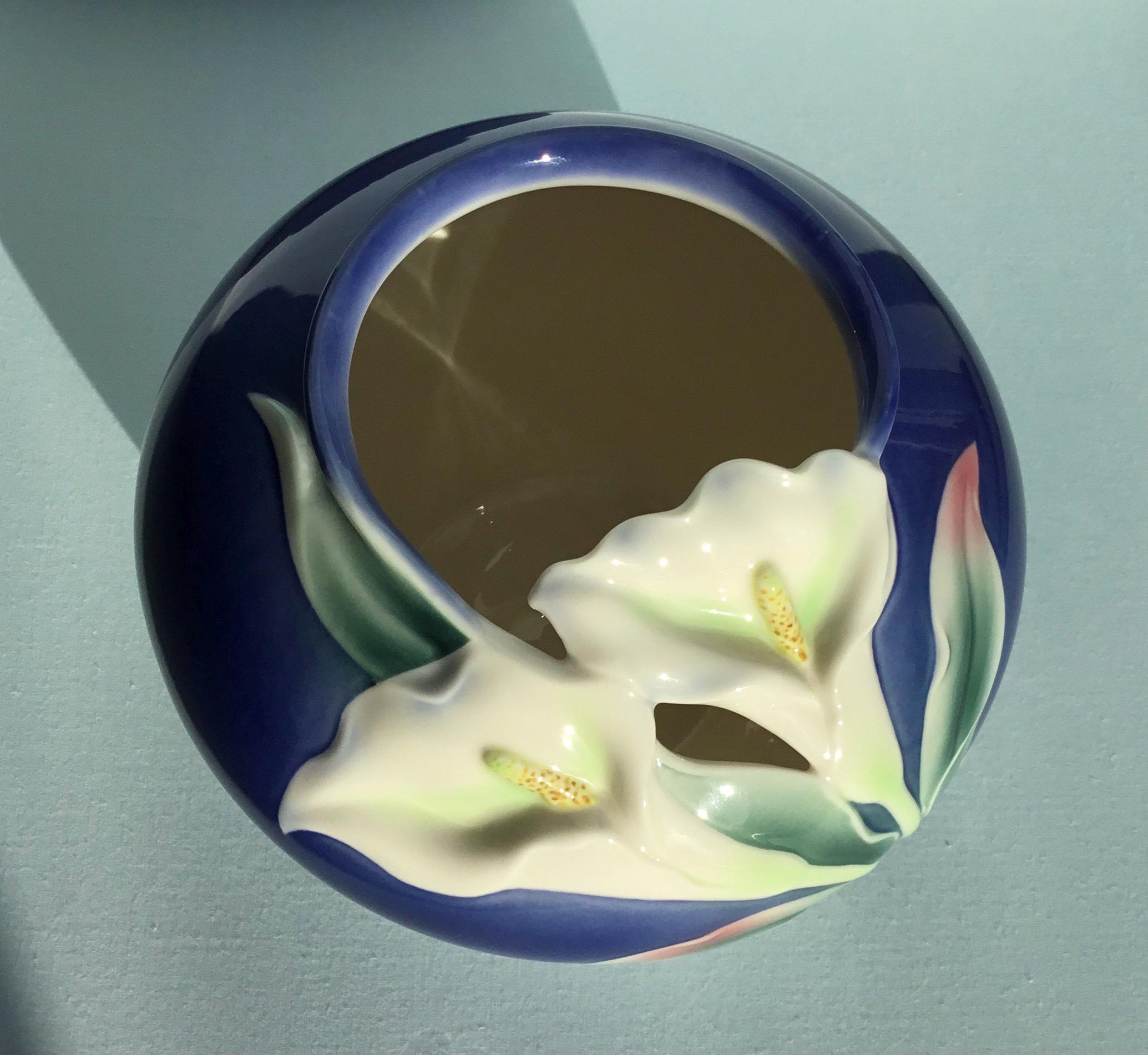 Vintage FRANZ Double Calla Lily Round Flower Vase - Etsy