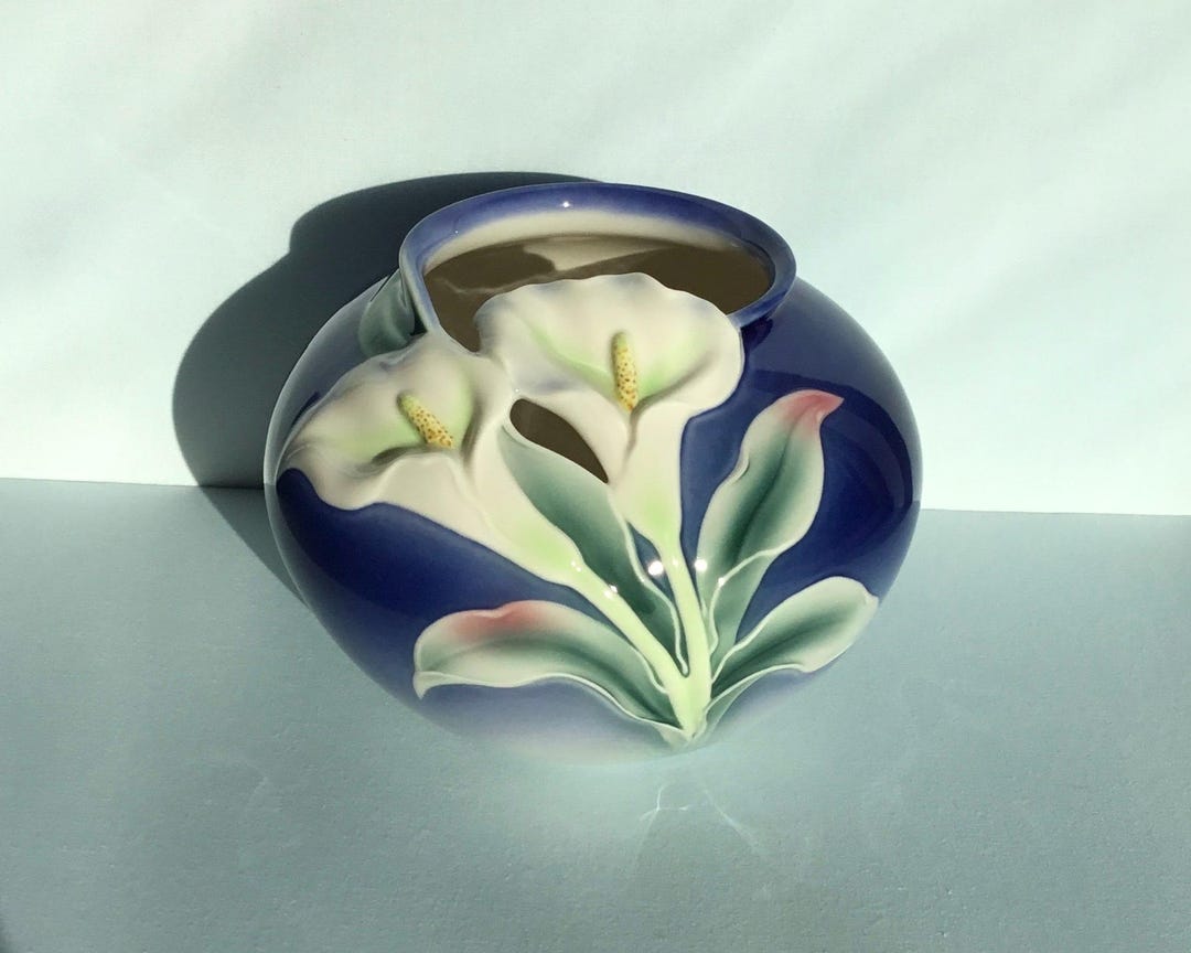 Vintage FRANZ Double Calla Lily Round Flower Vase - Etsy