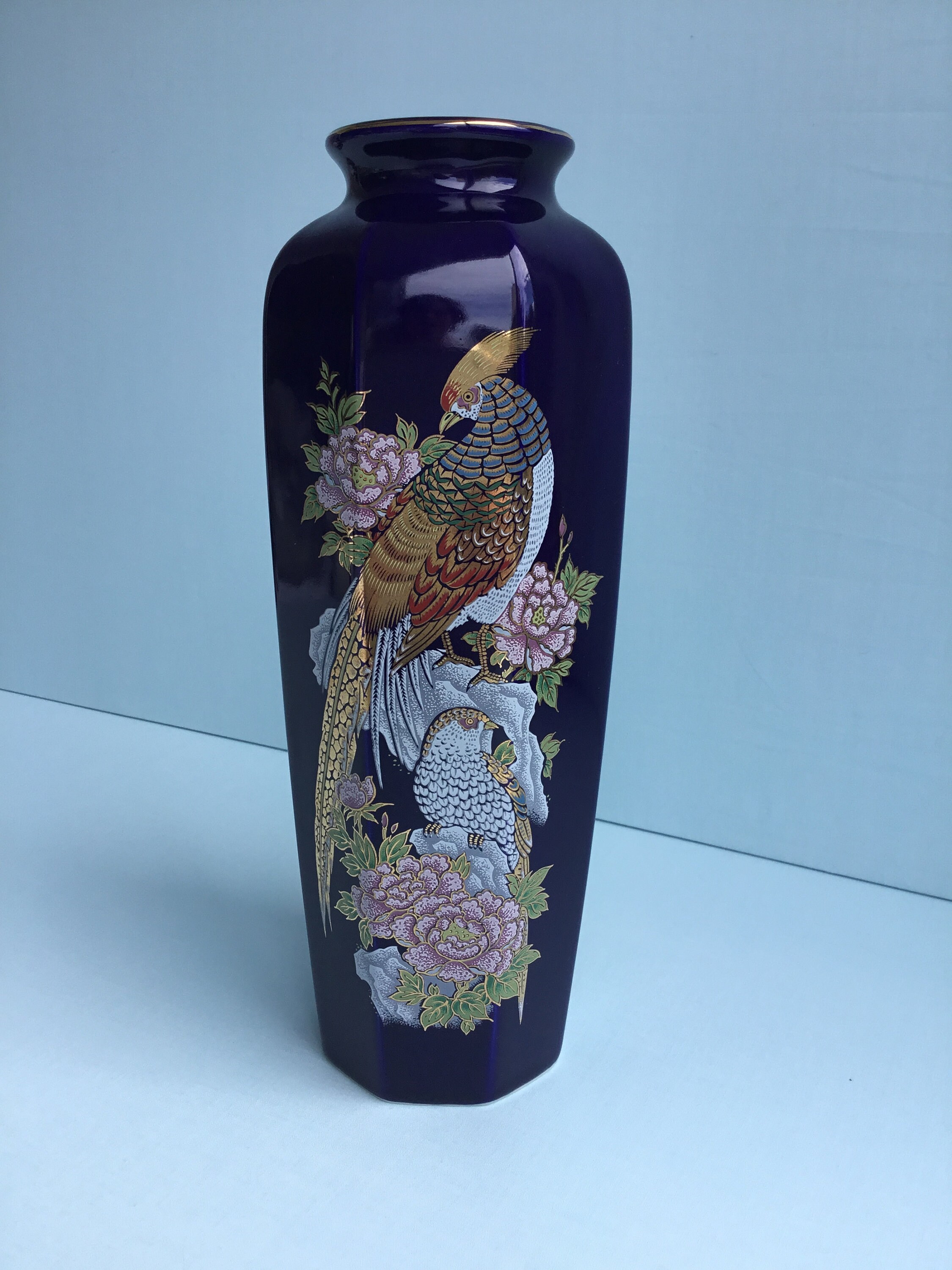 Vintage Cobalt Blue Kutani Vase Etsy Australia