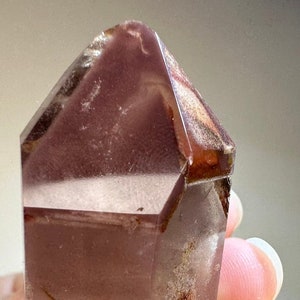 Rare Top Quality Pink Lithium Quartz With Chlorite and Iron Inclusions/ Pink Lithium Tower with Phantoms