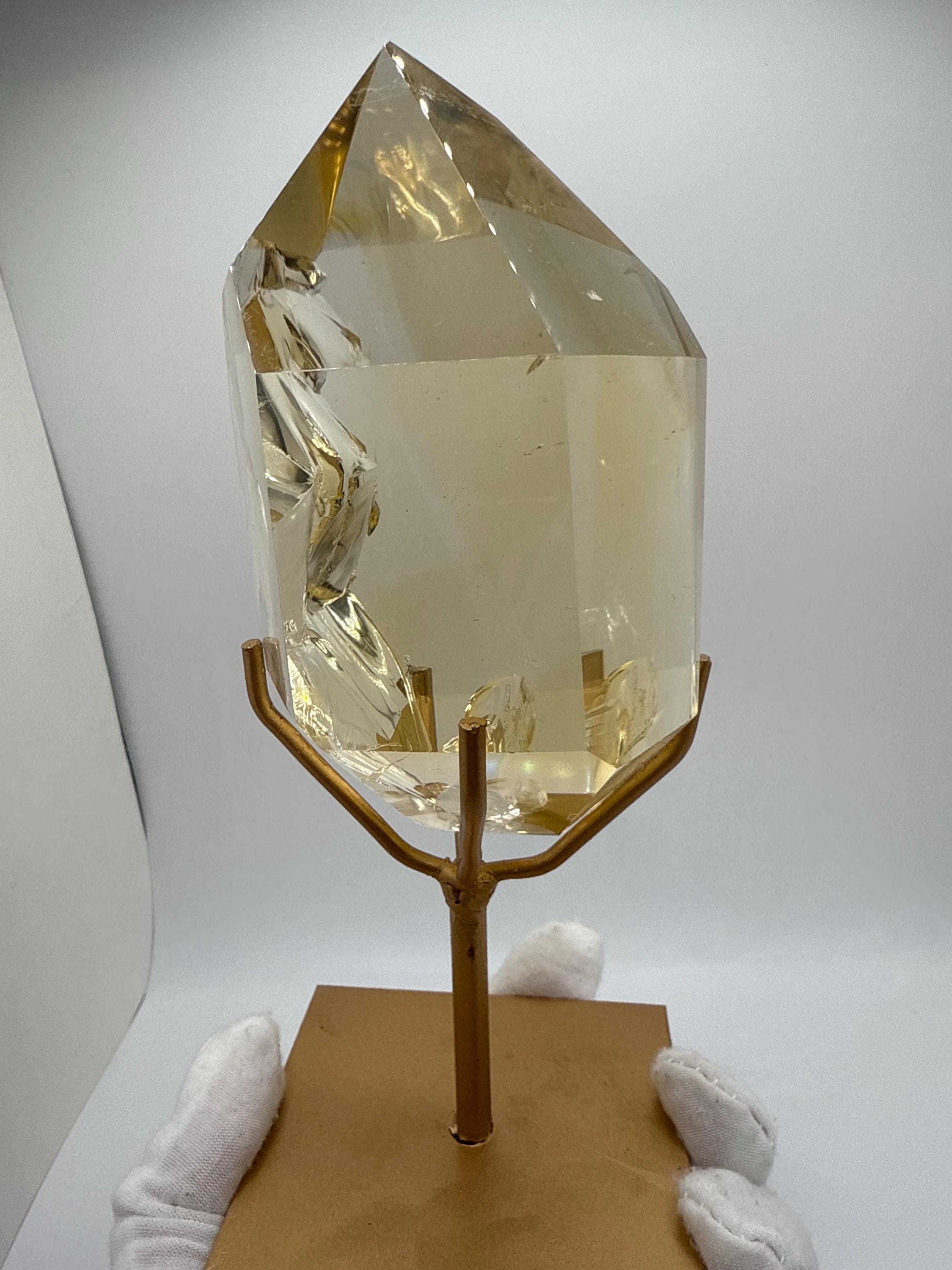 AAA+ Genuine Water Clear Citrine with Blue Needles/ Large High Quality Citrine on Stand/ Large Piece 1.9lbs