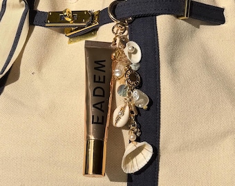 Personalized Lip Gloss Holder Charm | Custom Initial Bag Charm | Cute Purse Keychain | Beachy or Western Aesthetic Accessory