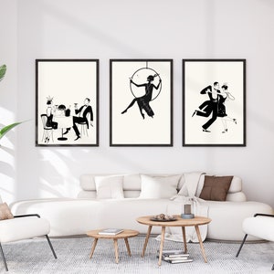 Roaring 20s Great Gatsby Dancers Art Deco Prints, set of 3
