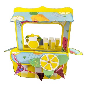 Lemonade Stand Pop Up Box Card, Summer Thank You Gift, Handmade Citrus Fruit Cart 3D Card, Cheerful Appreciation Card, Thank you Teacher