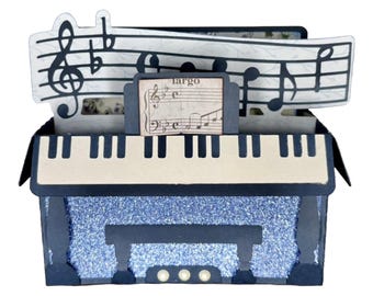 Handmade Piano 3D Pop Up Card, Ideal Gift for Music Lovers, Perfect Card for Music Enthusiasts, Card with Musical Notes