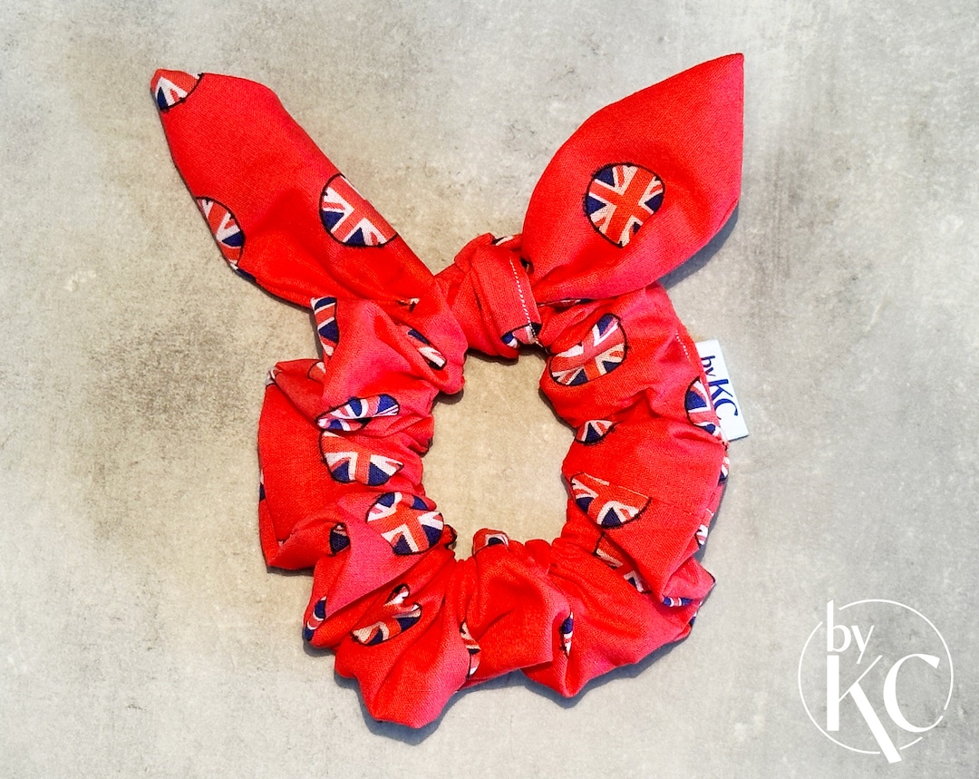 Red Coronation Scrunchie, Coronation Hair, Union Jack Hair Accessories