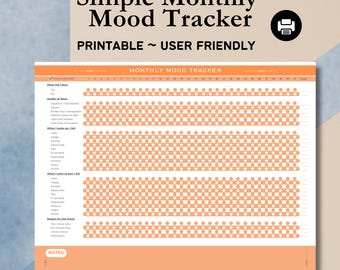 Gráfico de estado de ánimo mensual imprimible, rastreador de estado de ánimo mensual, diseño minimalista, plantilla de estado de ánimo, descarga digital, diario de emociones, registro de estado de ánimo, lista de estados de ánimo