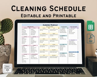 Schoonmaakplanner, schoonmaakchecklist, bewerkbaar schoonmaakschema, wekelijkse schoonmaak, afdrukbare schoonmaak, huishoudplanner, ADHD-schoonmaak