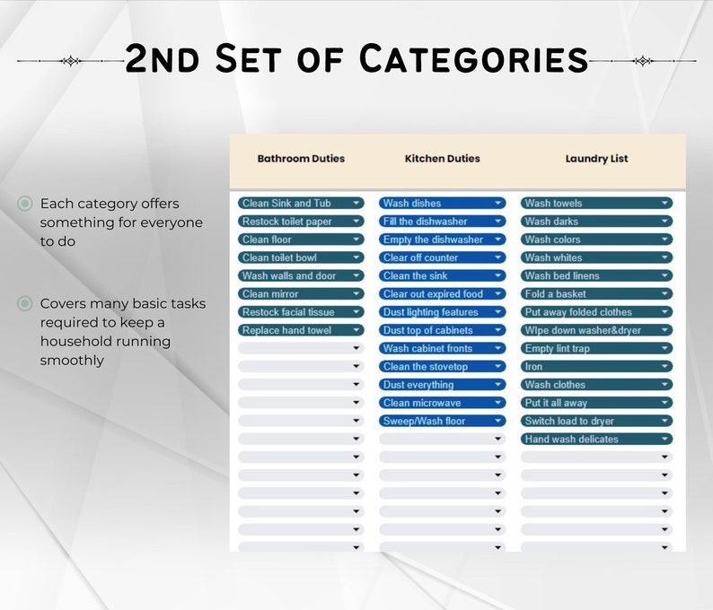 Digital Family Chore Chart Google Sheets, Excel Chore Chart, Weekly