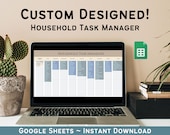 Custom Designed Chore Chart, Task Manager Spreadsheet, Family Chore Chart Printable, Kids Chore Chart, Chores Planner, Digital Chore List