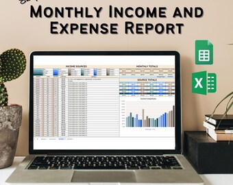 Monthly Income and Expense Small Business Tracker, Google Sheets Income and Expense Tracker, Household Finance Tool, Minimalist Design