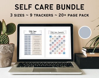 Self Care Bundle in Multiple Sizes, Classic Happy Planner Size, GoodNotes, Health Tracker, Exercise Tracker, Gratitude Journal, Digital DL