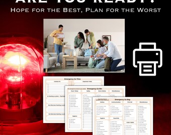 Printable Emergency Evacuation Planner, Go Bag, Action Plan, Printable Planner, Emergency Plan, Safety Checklist, Disaster Prep, Family Plan