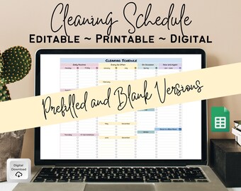 Cleaning Planner, Cleaning Checklist, Editable Cleaning Schedule, Weekly Cleaning, Cleaning Printable, Household Planner, ADHD Cleaning