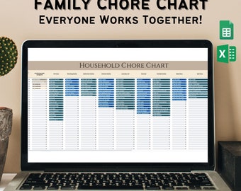 Familiekarweiengrafiek Google Spreadsheets, wekelijkse karweigrafiek, bewerkbare gezinsplanner afdrukbaar, wekelijks gezinsschema, huishoudelijke klusjes, Excel