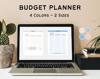 Maandelijkse budgetplannerbundel, bewerkbaar, PDF, meerdere maten, eenvoudig, gemakkelijk te gebruiken planner, budgettips, budgetplanner, planner, minimalistisch