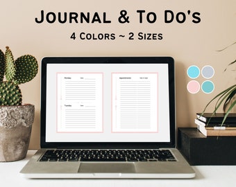Afdrukbaar dagelijks dagboek Meerdere maten, Dagelijks afdrukbaar, Takenlijst, Gemakkelijk te gebruiken, Minimalistisch, Direct downloaden, Afspraken, Digitaal
