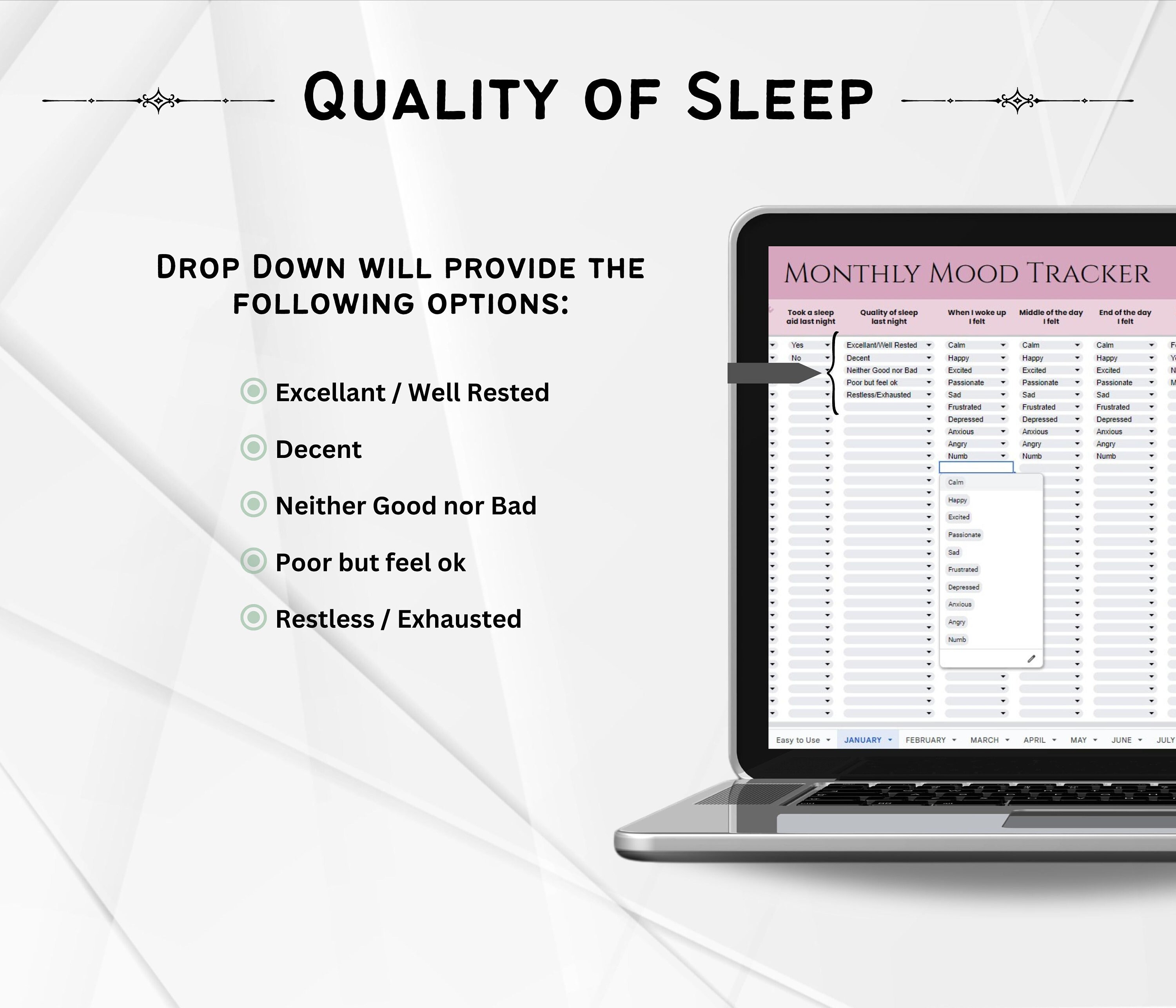 Google Sheets Mood Template Mood Tracker Spreadsheet - Etsy