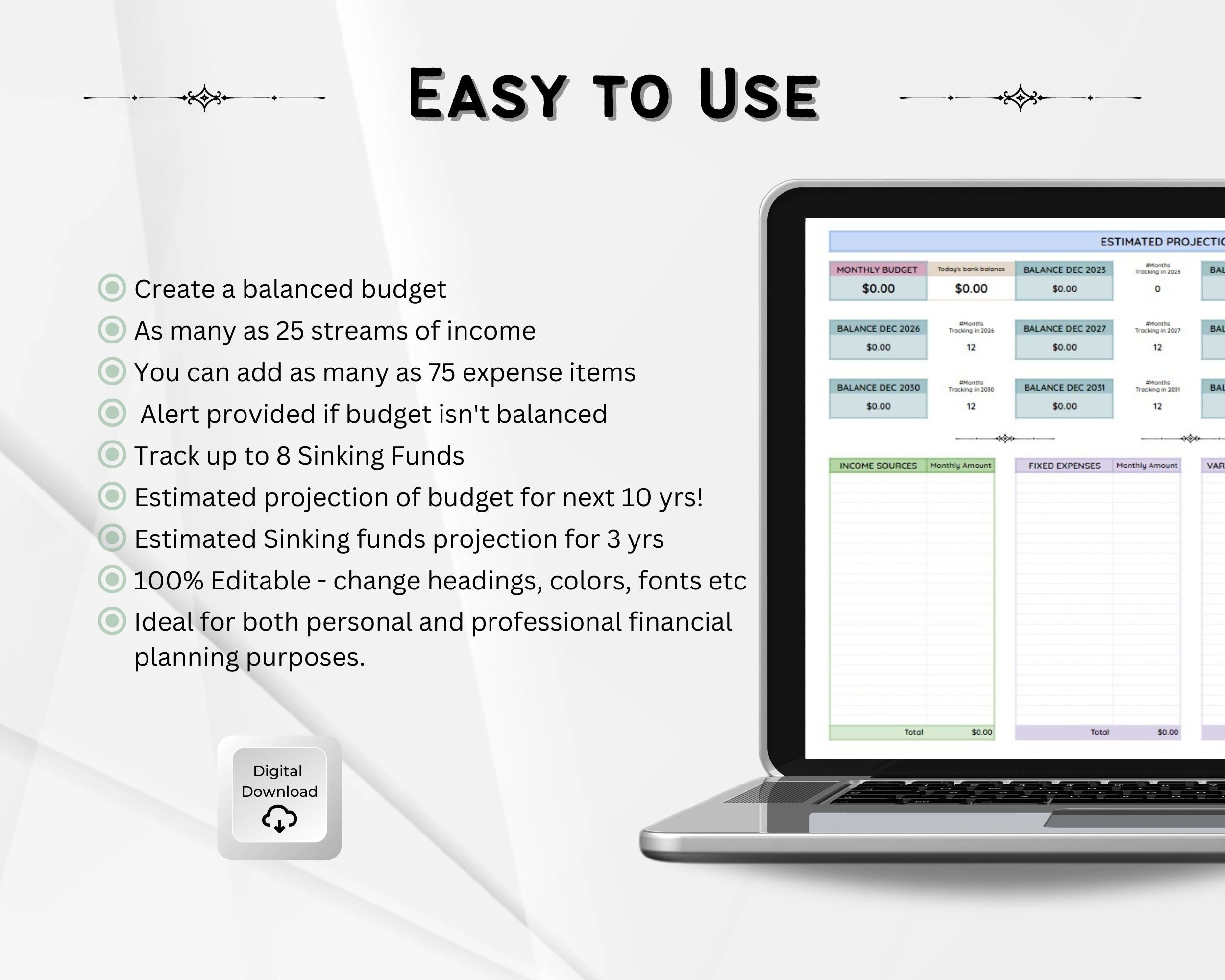 Household Planner, Printable Budget, Sinking Funds Tracker, 10 Yr ...