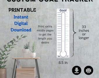 Aangepaste doeltracker afdrukbaar, thermometer doeltracker, gewichtsverliestracker, doelplanner, speciale evenementen-tracker, besparingstracker