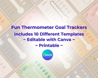 Afdrukbaar doeltracker, thermometer doeltracker, bewerkbare doeltracker, digitale tracker, feestplanner, doelplanner, gewichtsverliestracker