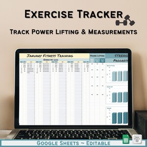 Afdrukbare fitnesstracker, dagelijkse fitnesstracker, workouttracker, fitnessplanner, fitnessdagboek, minimalistisch ontwerp, bewerkbaar, powerlift