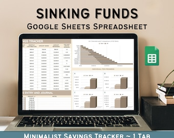 Google Spreadsheets Besparingen Tracker, Huis Besparingen Tracker, Geld Tracker, Besparingen Uitdaging, Afdrukbare bewerkbare, Zinkende Fondsen Tracker, Digitaal