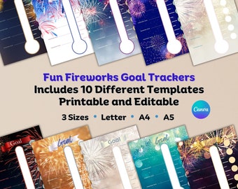 Leuke afdrukbare doeltracker, thermometer doeltracker, bewerkbare canva-doeltracker, digitale download, doelplanner, gewichtsverliestracker