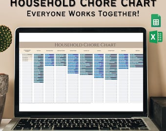 Chore Chart Google Sheets, Weekly Chore Chart, Editable Family Planner Printable, Weekly Vacation Task Schedule, Household Chores, Excel