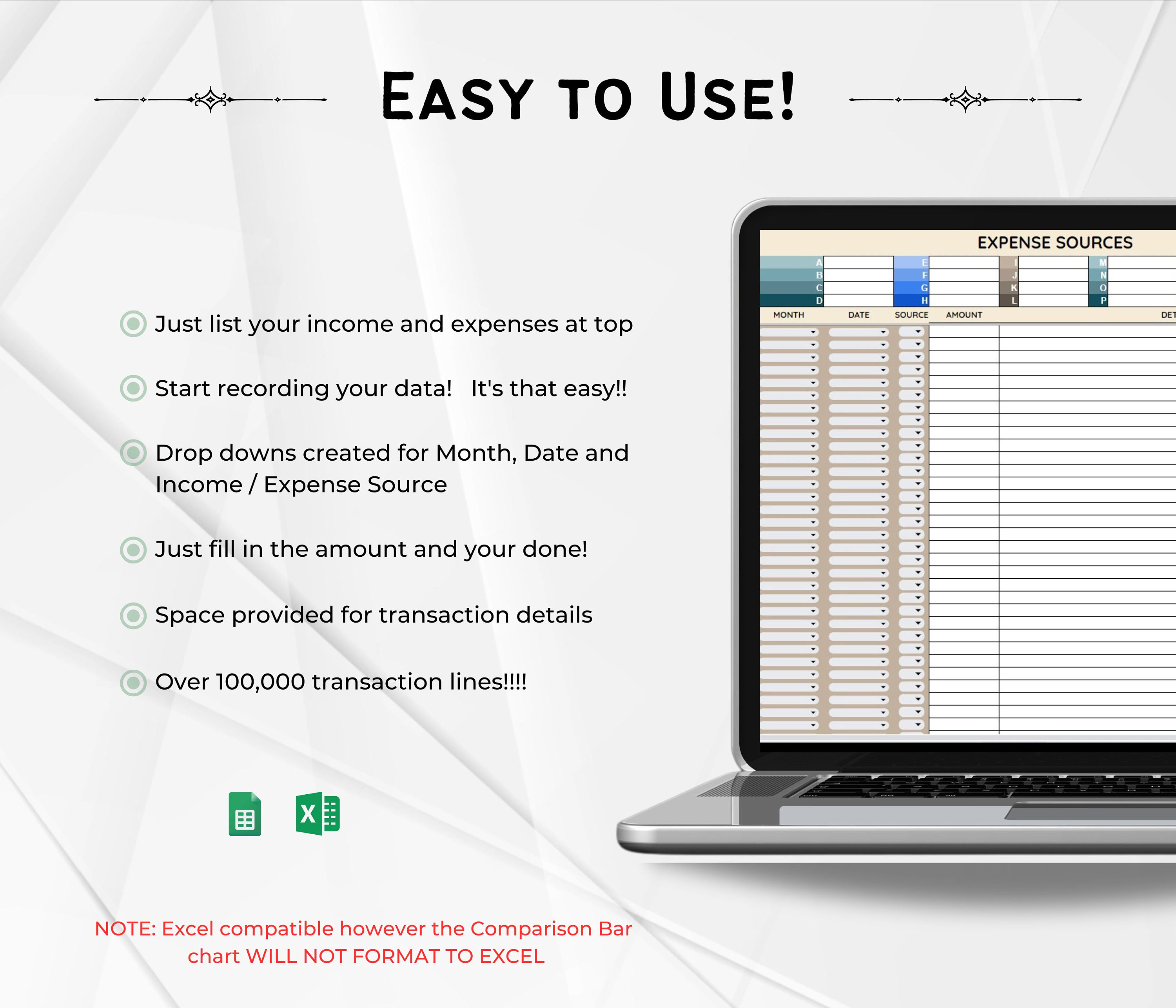 Small Business Bookkeeping Spreadsheet Google Sheets Excel Template ...