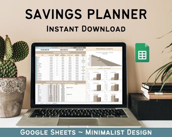 Savings Planner Tracker, Spreadsheet Google Sheets, Savings Tracker, Personal Finance Planner, Cash Savings Spreadsheet Template Plan