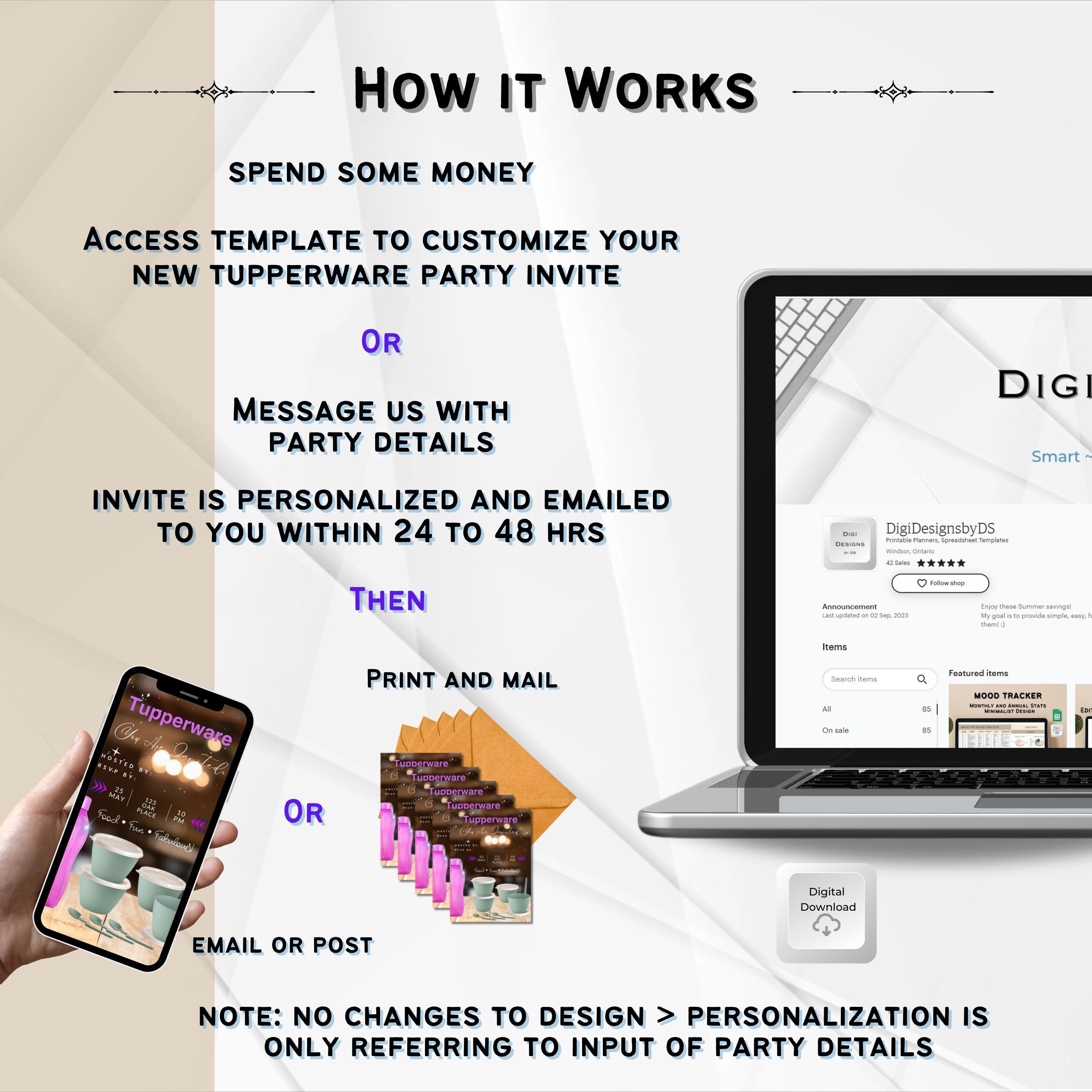 Tupperware, Digital Party Invitation, Party Invites, Animated Digital ...