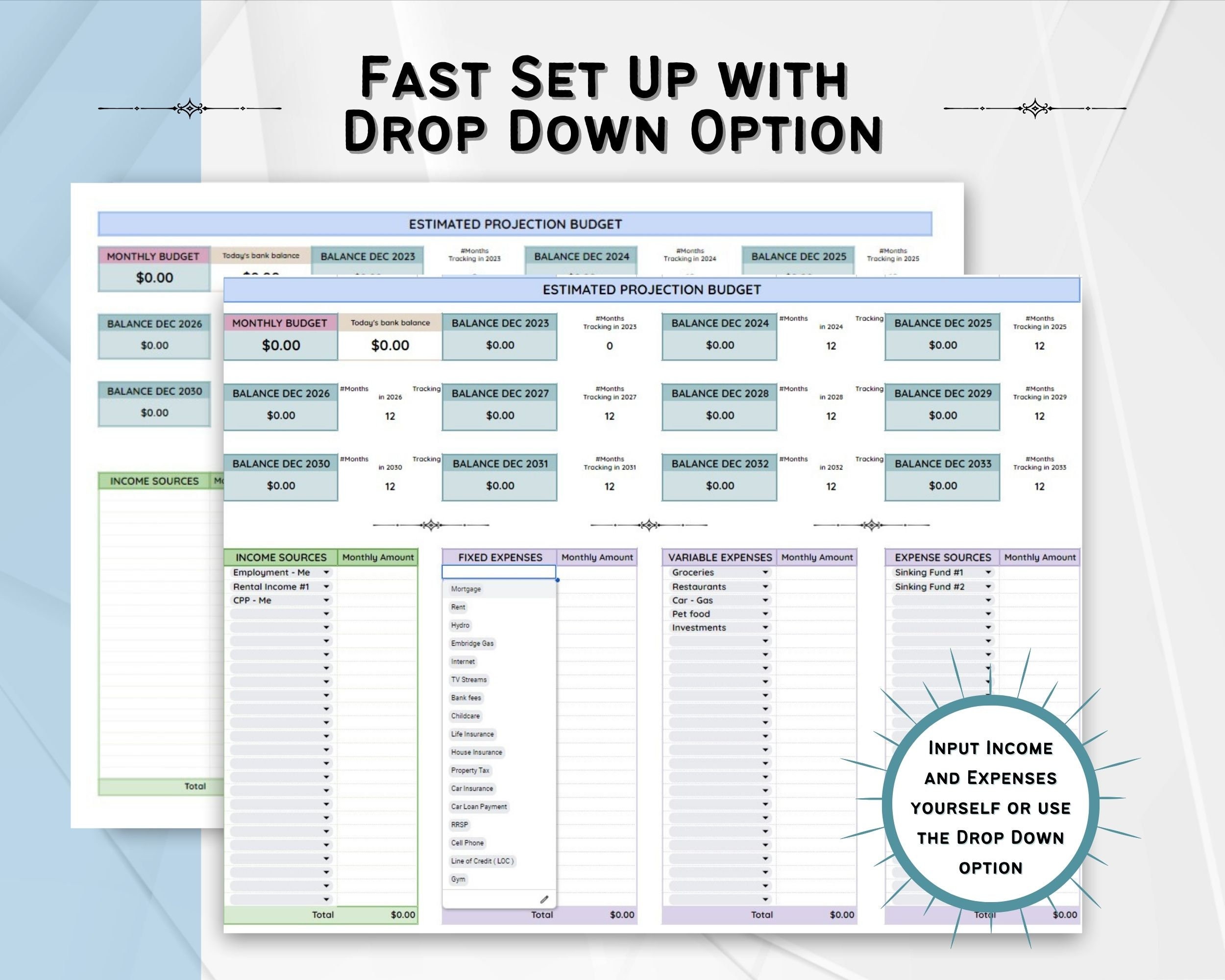 Household Planner, Printable Budget, Sinking Funds Tracker, 10 Yr ...